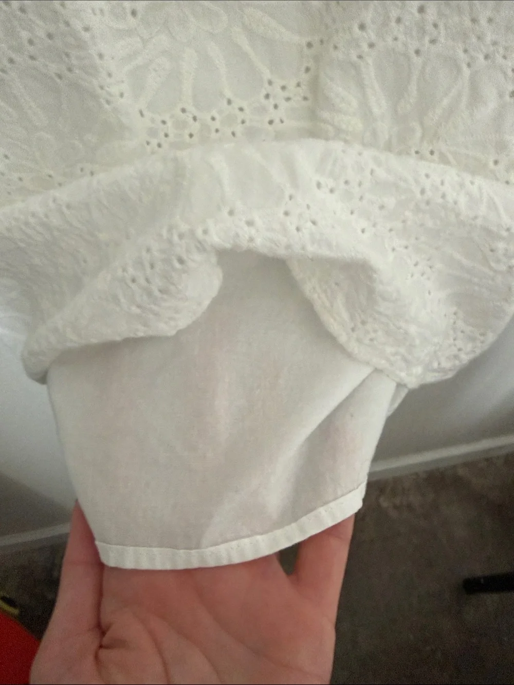LOFT White Eyelet Square-Neck Puff Sleeve Blouse